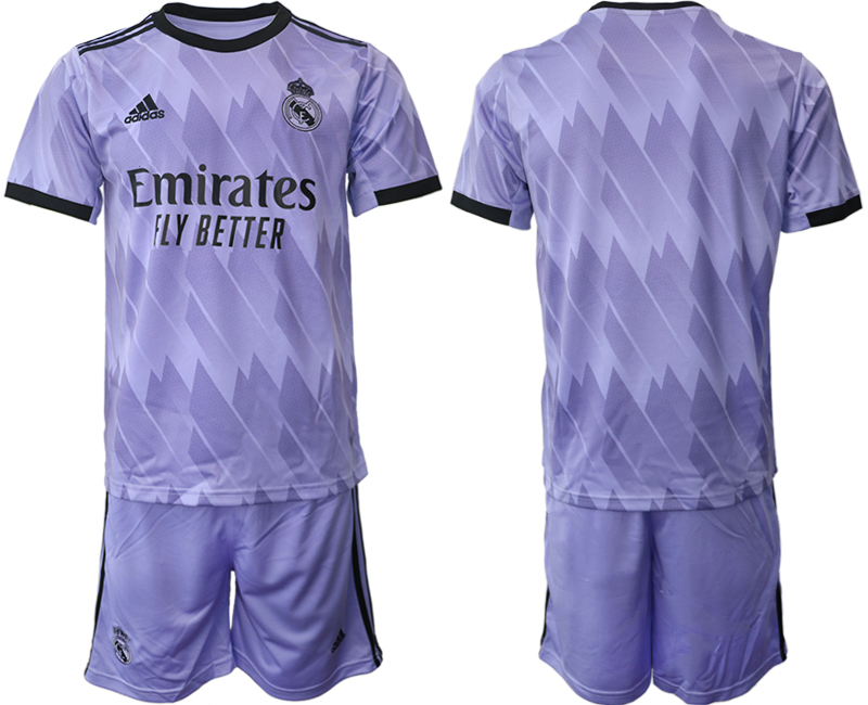 Men's Real Madrid Blank 22/23 Purple Away Soccer Jersey Suit